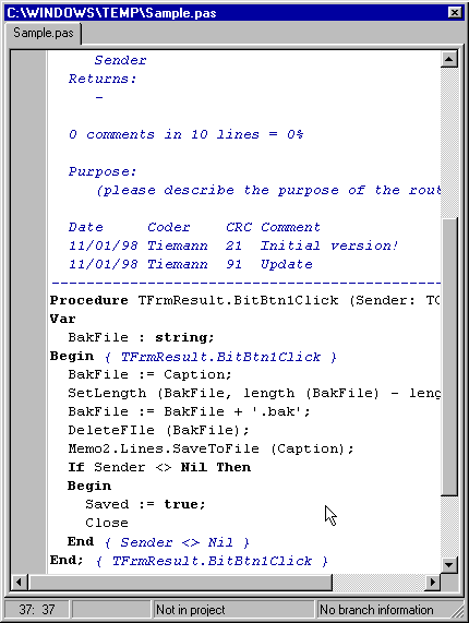 SourceCoder - Main Window